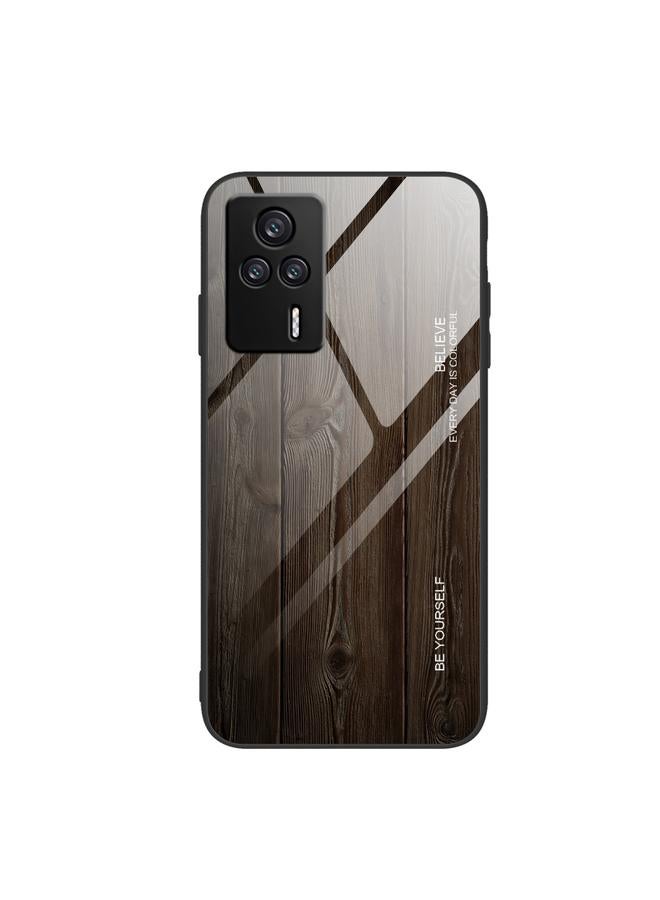Case For Xiaomi Redmi K60E Wood Grain Glass Phone Case