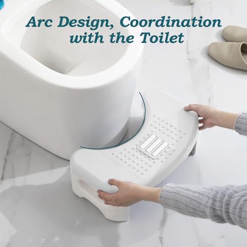 Demiwise Bathroom, Non-Slip Foldable Poop Adult White, 7 Inch Assistance Step Massage Soles of The Feet Toilet Step Stool, Suitable for Shower, Study, Living Room - Image 2