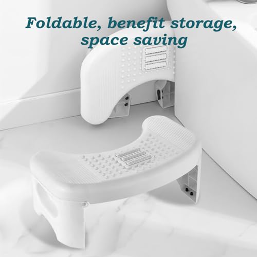 Demiwise Bathroom, Non-Slip Foldable Poop Adult White, 7 Inch Assistance Step Massage Soles of The Feet Toilet Step Stool, Suitable for Shower, Study, Living Room - Image 3