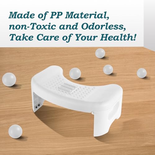 Demiwise Bathroom, Non-Slip Foldable Poop Adult White, 7 Inch Assistance Step Massage Soles of The Feet Toilet Step Stool, Suitable for Shower, Study, Living Room - Image 5