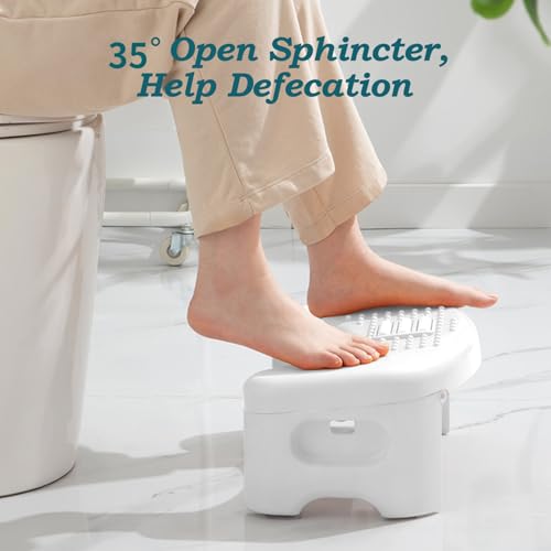 Demiwise Bathroom, Non-Slip Foldable Poop Adult White, 7 Inch Assistance Step Massage Soles of The Feet Toilet Step Stool, Suitable for Shower, Study, Living Room - Image 4