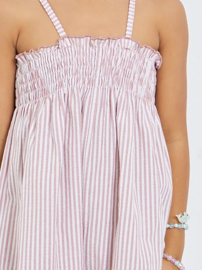 Styli Girls Striped Smocked Wide Leg Jumpsuit - Image 4