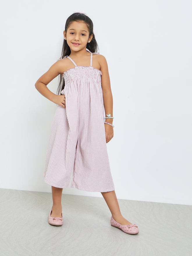 Styli Girls Striped Smocked Wide Leg Jumpsuit - Image 2