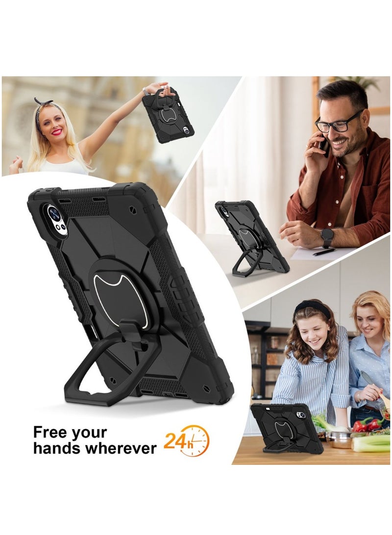 Fankalo Tablet Case for Huawei MatePad 12X 12 inch 360 Degree Rotating Multi-Function Grip Bracket Full Protective Shockproof Cover with Shoulder Strap Black - Image 2