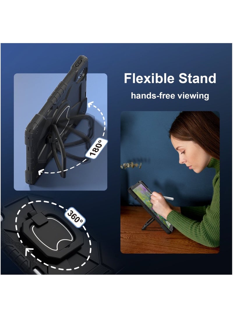 Fankalo Tablet Case for Huawei MatePad 12X 12 inch 360 Degree Rotating Multi-Function Grip Bracket Full Protective Shockproof Cover with Shoulder Strap Black - Image 4