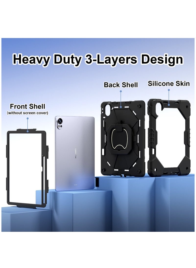 Fankalo Tablet Case for Huawei MatePad 12X 12 inch 360 Degree Rotating Multi-Function Grip Bracket Full Protective Shockproof Cover with Shoulder Strap Black - Image 5