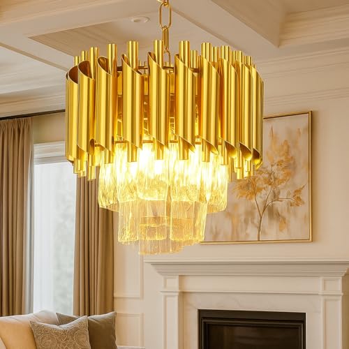 Desidiya Modern Crystal Chandelier 150watt Decorative Pendant Crystal Jhumar | for Home| Chandelier for Restaurant | Jhoomar for Hotel | Light Fixture (Gold Indian, 300MM) - Image 1