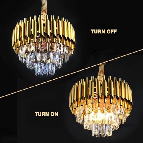 Desidiya Modern Crystal Chandelier 150watt Decorative Pendant Crystal Jhumar | for Home| Chandelier for Restaurant | Jhoomar for Hotel | Light Fixture (Gold Indian, 300MM) - Image 4