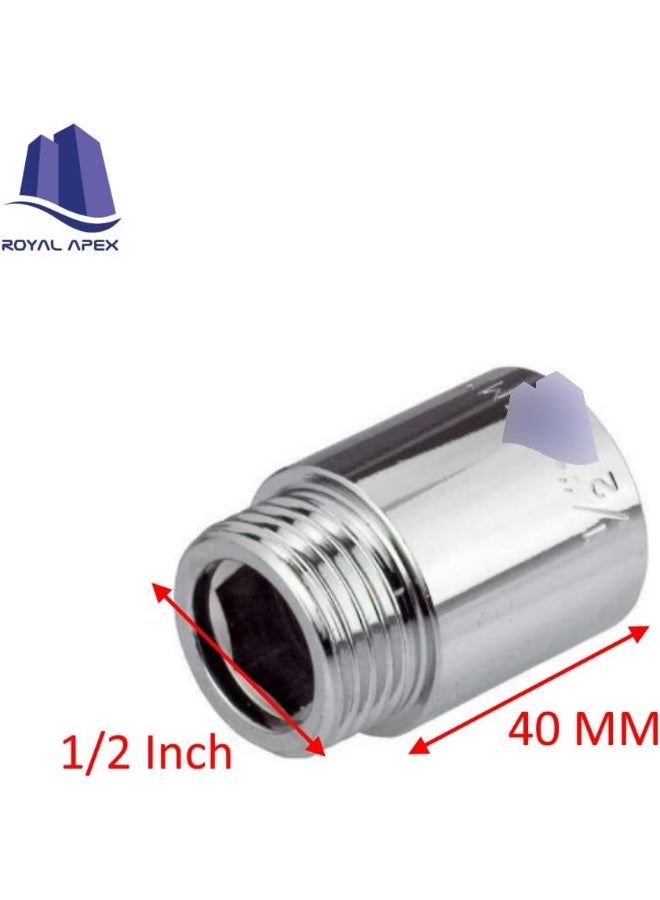 Royal Apex Chrome Extension Nipple Male To Female 1/2" British Standard Pipe Bsp Various Sizes For Extension Pipe That Allows To Extend Any Fitting In Height Pack Of 3 1/2X40Mm - Image 2