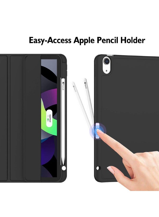 iPad Air 5th Generation Case 2022/iPad Air 4th Generation Case 2020 10.9 Inch with Pencil Holder, Support Touch ID and Auto Wake/Sleep, Trifold Stand Smart Case (Black) - Image 5