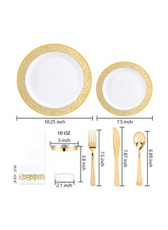 AIWANTO 175pcs Disposable Plates Party Plates Dinnerware Set With Spoons Party Plates Set Dinner Set  - Image 2
