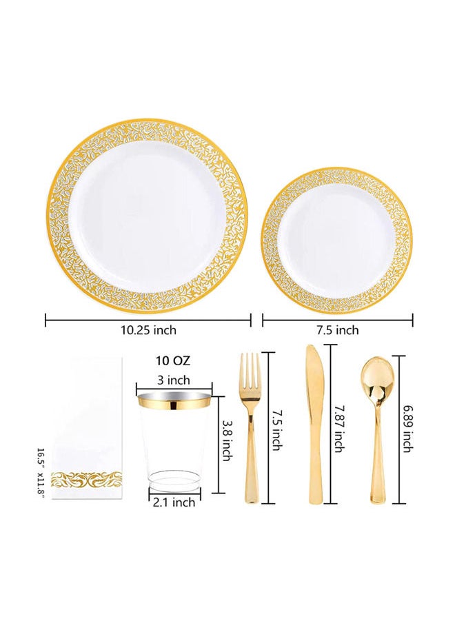 AIWANTO 175pcs Disposable Plates Party Plates Dinnerware Set With Spoons Party Plates Set Dinner Set  - Image 2