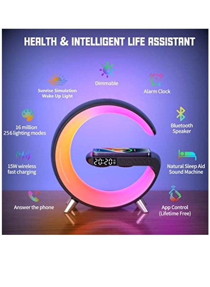 Techie - Smart light sound machine App Control Fast Wireless Charger RGB Light BT Speaker Sunrise Alarm Clock - Image 1