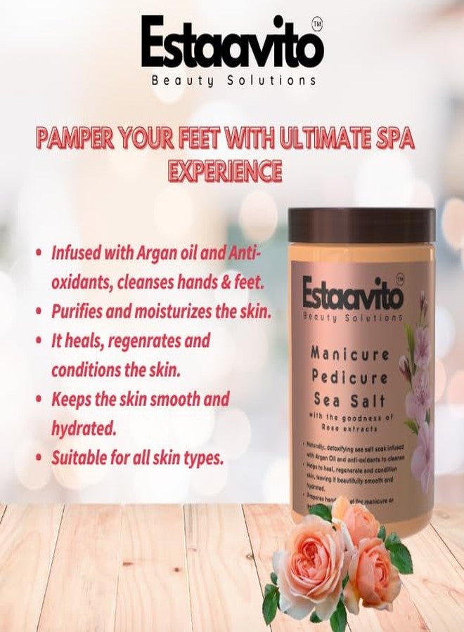 Estavito Moisturizing Sea Salt for Manicure and Pedicure with Essential oils, For Tan and Dead Skin Removal 750 Gms | FOOT SOAK| PEDICURE SALT| - Image 2