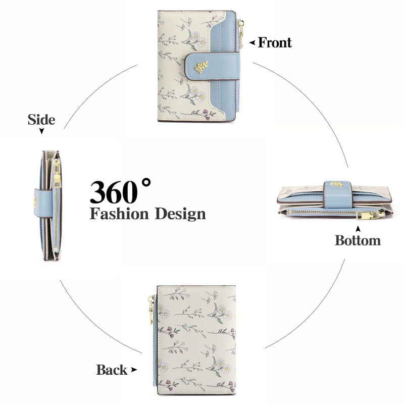 GAEKEAO Small Wallets for Women RFID Blocking Leather Bifold Zipper Pocket Wallet Credit Card Holder with ID Window - Image 4