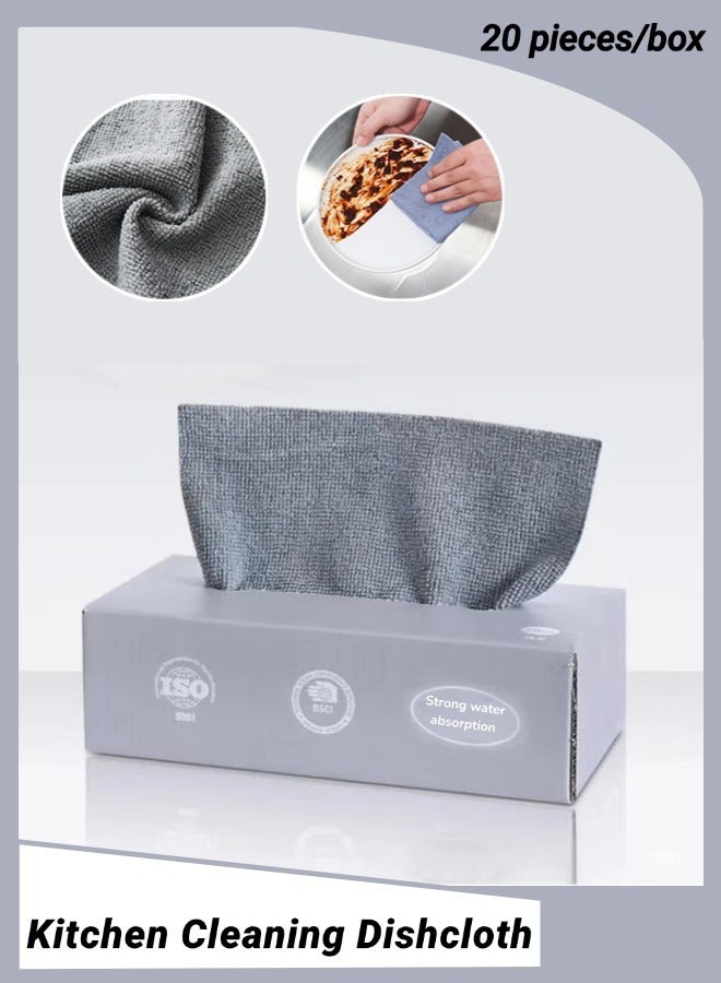 Kitchen Cleaning Dishcloth, Reusable Microfiber Cleaning Cloths Super Absorbent Multi-purpose Kitchen Towel Washable Cleaning Rag For Home, Kitchen and Car (Grey, 20PCS/Box) - Image 1