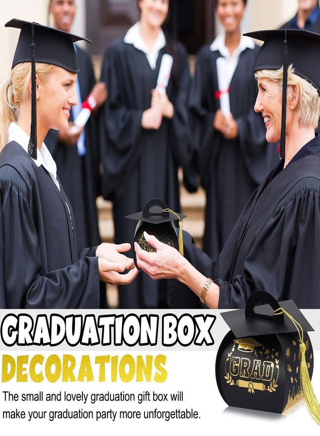Spakon 30 Pcs Graduation Cap Gift Box Graduation Party Favors Candy Boxes Treat Box with Tassel Table Centerpieces Class of 2026 Grad Decorations(Black, Gold) - Image 5