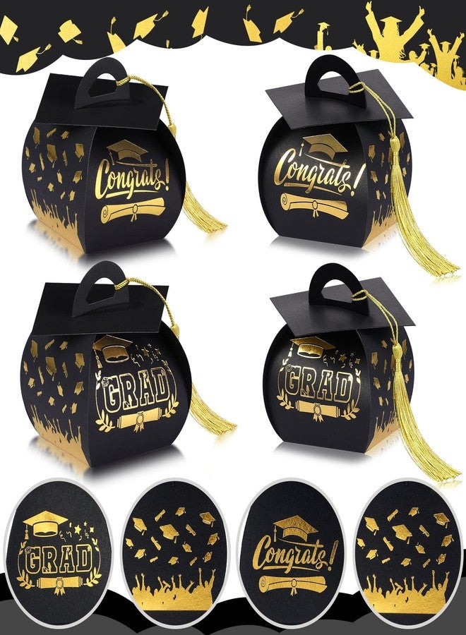 Spakon 30 Pcs Graduation Cap Gift Box Graduation Party Favors Candy Boxes Treat Box with Tassel Table Centerpieces Class of 2026 Grad Decorations(Black, Gold) - Image 4
