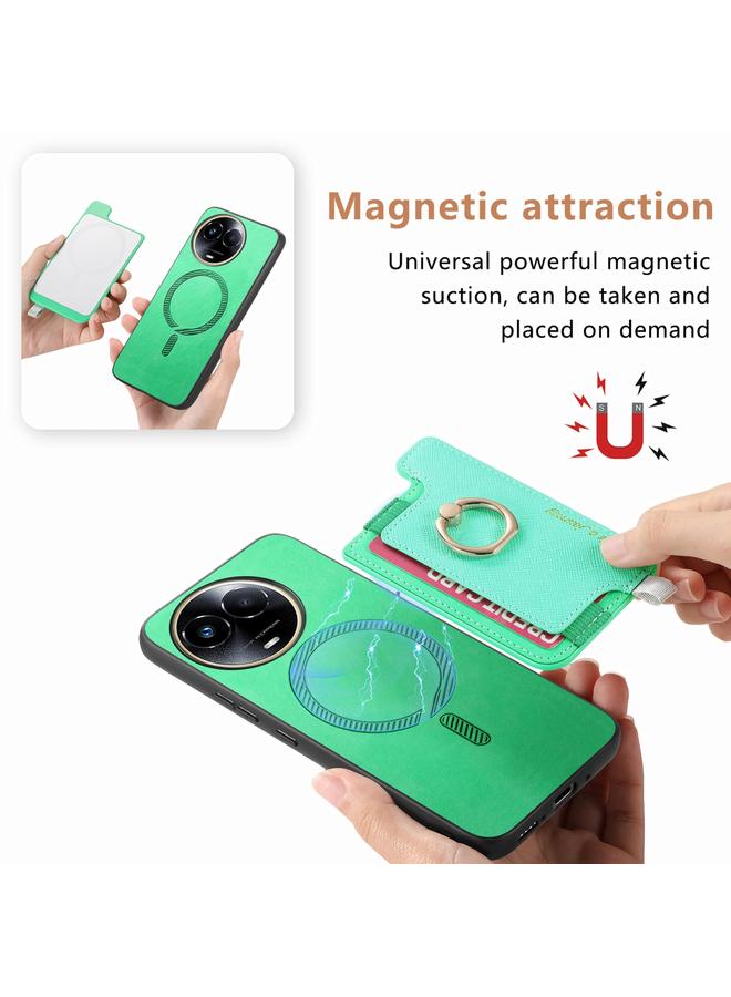 اس-توب جراب لهاتف Realme 11 5G Global Retro Magsafe Cross من الجلد مع حامل للبطاقات وحقيبة هاتف - Image 3