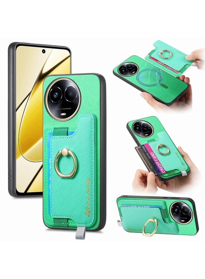 اس-توب جراب لهاتف Realme 11 5G Global Retro Magsafe Cross من الجلد مع حامل للبطاقات وحقيبة هاتف - Image 1