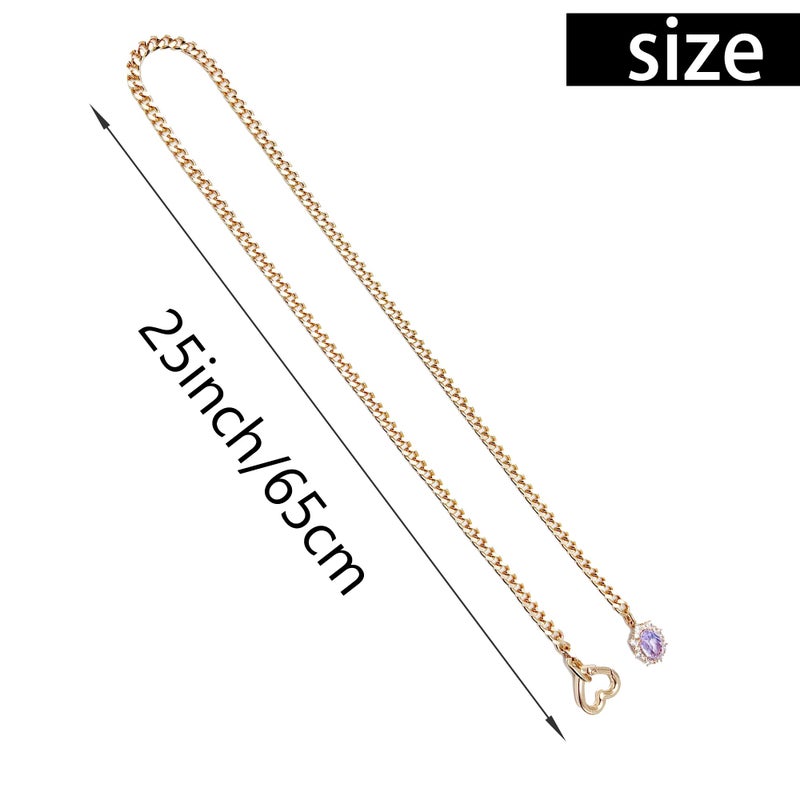 EverGlimp Women's Gold Heart O-Ring Necklace, Adjustable 25'' Cuban Chain with Detachable Heart Clasp and Colorful Rhinestone Pendant (Ocean Blue) - Image 5