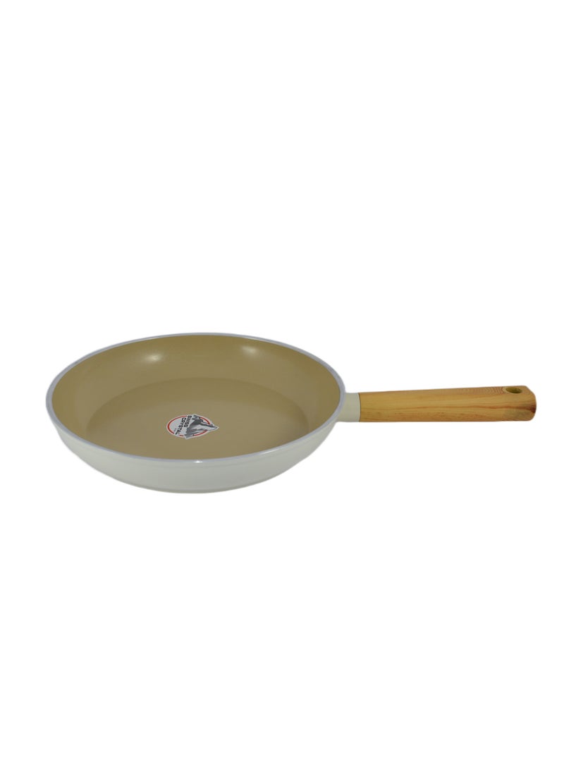 Homemaker Swiss Crystal High Quality Ceramic Coating Non-Stick Frypan - 26cm - Natural Wood Handle - Beige - Image 2