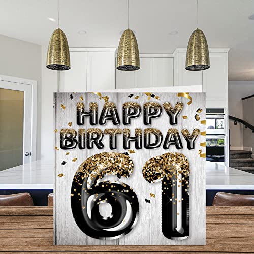 Stuff4 61st Birthday Card for Men - Black & Gold Glitter Balloons - Happy Birthday Cards for 61 Year Old Man Dad Papa Pop Pops Grandpa Gran Uncle, 5.7 x 5.7 Inch Sixty-One Sixty-First Greeting Cards Gift - Image 3