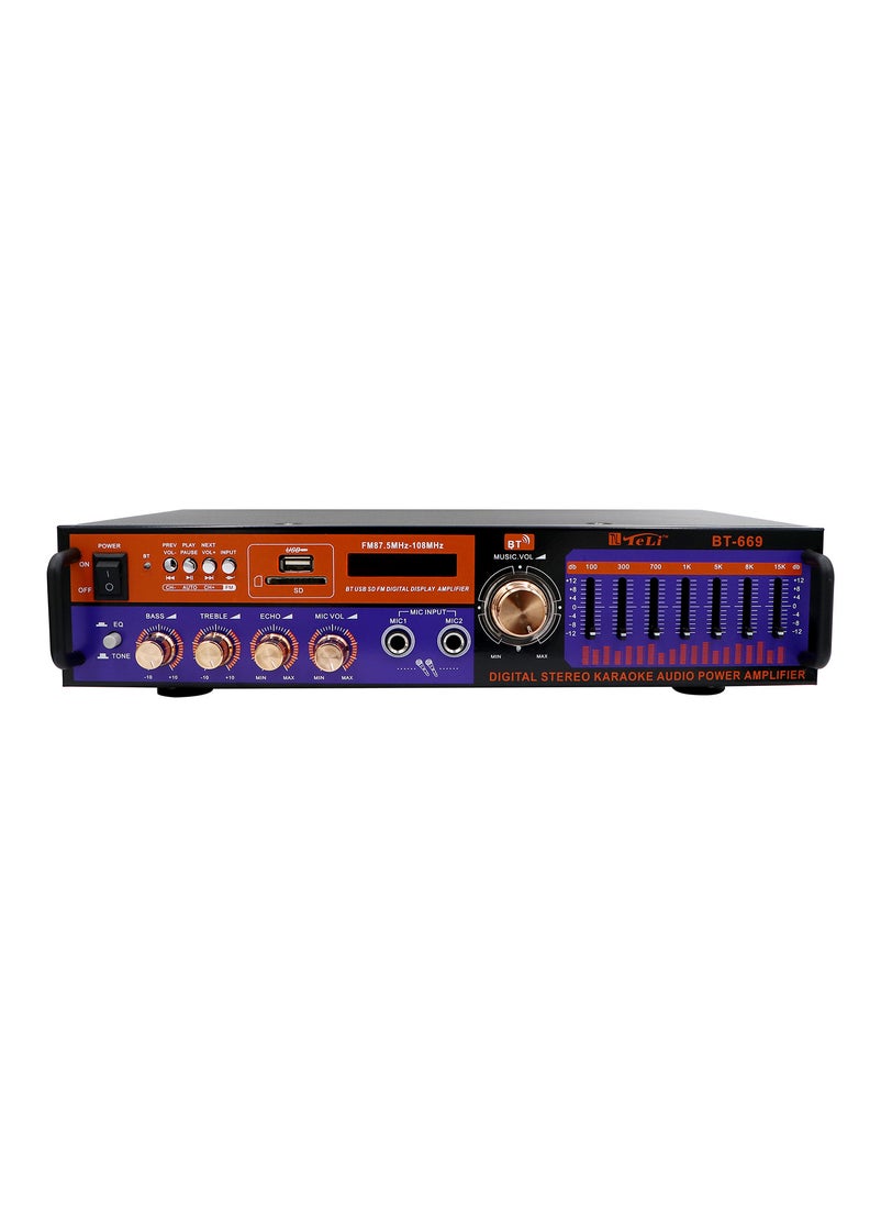 Generic Teli Digital Stereo Karaoke Audio Power Amplifier, Blue/Black  - Image 1