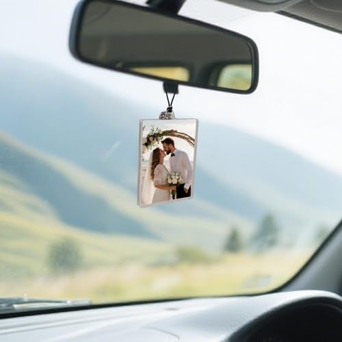 ORIESSE Car Picture Frame,Rear View Mirror Hanging Car Charms,2.5"×3.5" Acrylic Picture Holder with Beads and Tassel,Cute Personalized Photo Frame Gift for Women Teens - Image 5