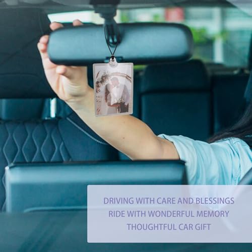 ORIESSE Car Picture Frame,Rear View Mirror Hanging Car Charms,2.5"×3.5" Acrylic Picture Holder with Beads and Tassel,Cute Personalized Photo Frame Gift for Women Teens - Image 2