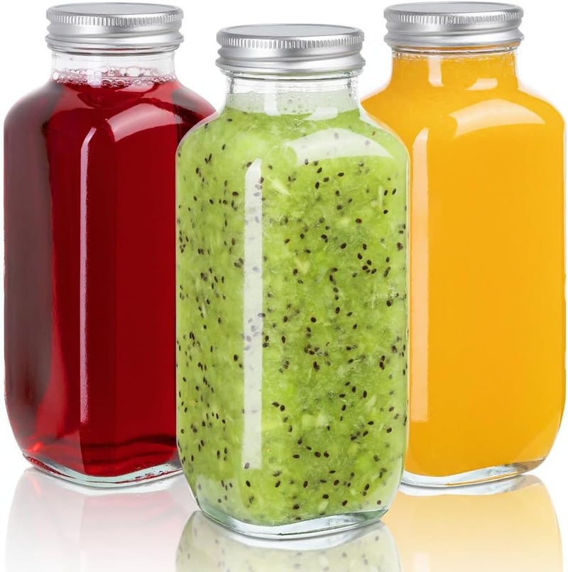 umud Juice Bottles with Lids, 16 Oz - Set of 3 - Clear Glass Jars with Caps - Reusable Empty Drink Containers for Juicing, Smoothies, Water, Milk, Kombucha Storage, Wellness Shots and More (3) - Image 1