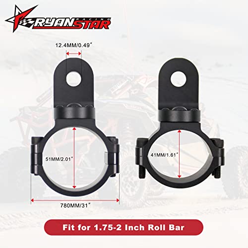 RYANSTAR RACING 360° Roating UTV Mount Bracket Flag Mount Whip Light Mount Fits for 1.75-2inch Roll Bar Compatible with Polaris RZR Can Am Commander Polaris RZR 900 1000 XP Pro Talon 1000 - Image 2