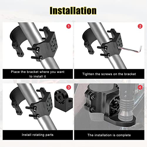 RYANSTAR RACING 360° Roating UTV Mount Bracket Flag Mount Whip Light Mount Fits for 1.75-2inch Roll Bar Compatible with Polaris RZR Can Am Commander Polaris RZR 900 1000 XP Pro Talon 1000 - Image 5