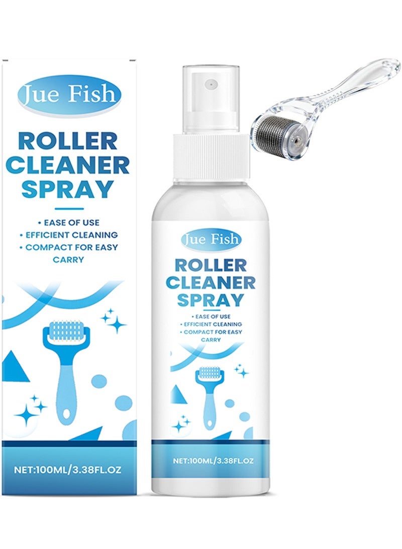 JUE FISH Microneedling Roller Cleaner & Sanitiser Spray, Alcohol Spray for Derma Roller, Disinfectant Spray for Derma Roller, Sterilising Spray for Microneedles, Beard Rollers, Face Toning Devices 100ml - Image 1