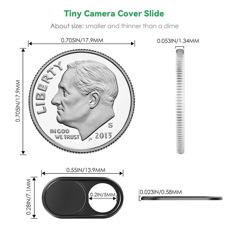 CloudValley Webcam Cover Slide[2-Pack], 0.023 Inch Ultra-Thin Metal Web Camera Cover for Macbook Pro, iMac, Laptop, PC, iPad Pro, iPhone 8/7/6 Plus, Protect Your Visual Privacy [Black] - Image 2