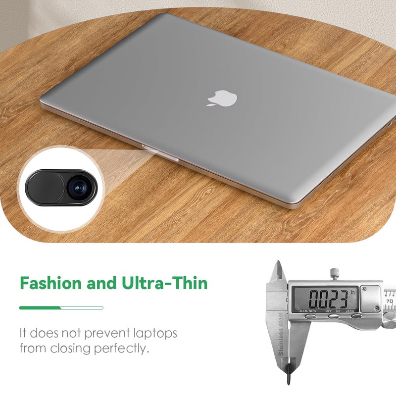 CloudValley Webcam Cover Slide[2-Pack], 0.023 Inch Ultra-Thin Metal Web Camera Cover for Macbook Pro, iMac, Laptop, PC, iPad Pro, iPhone 8/7/6 Plus, Protect Your Visual Privacy [Black] - Image 4