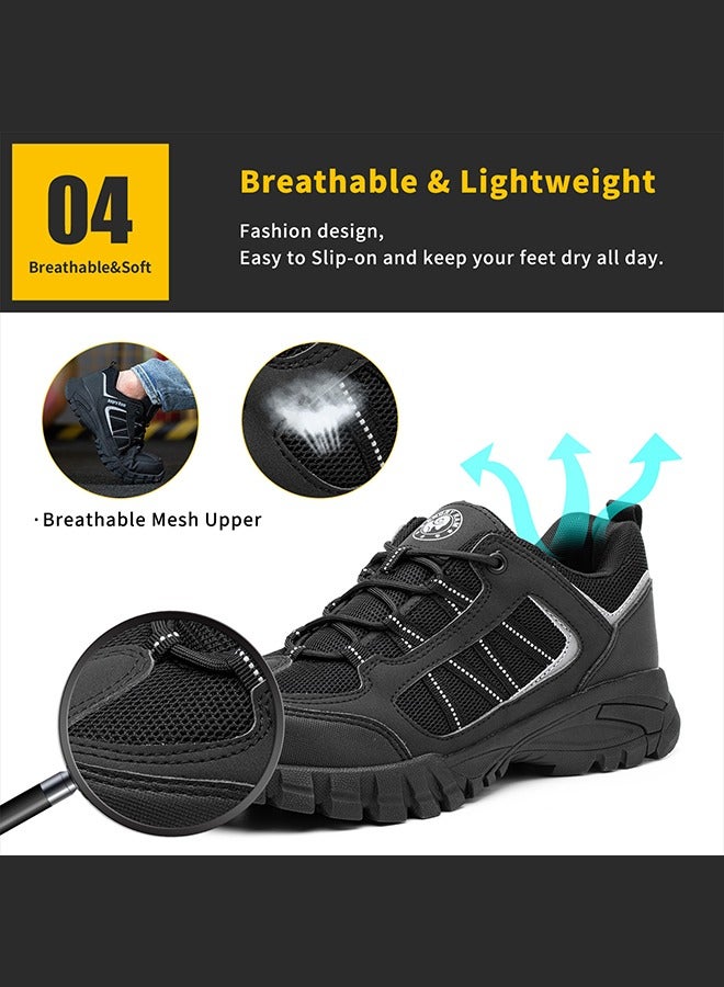 Steel Toe Shoes for Men Lightweight Safety Shoes Comfortable Puncture Proof Slip On Indestructible Work Shoes and Fashion Sneakers.