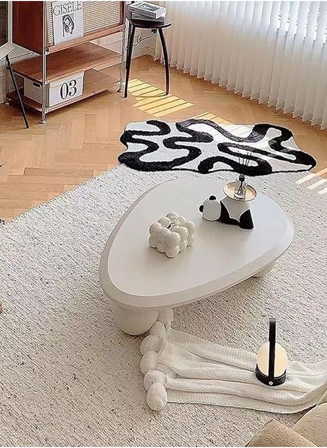 Cloud Coffee Table Irregular Indoor End Table for Living Room Modern Coffee Table Free Shape Coffee Table with 3 Legs,White,120 * 80 * 35cm