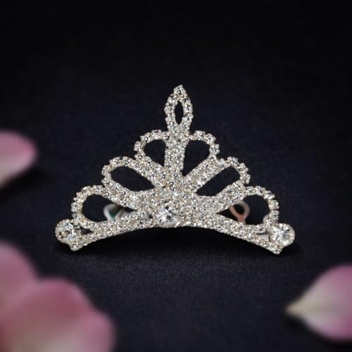 ACCESSHER Silver Plated Crystal Tiara for Girls & Women | Bridal Crown for Wedding, Birthday, Prom and Special Ocassion | Princess Look Headband | Tiara For Women & Girls (Design 5) - Image 3