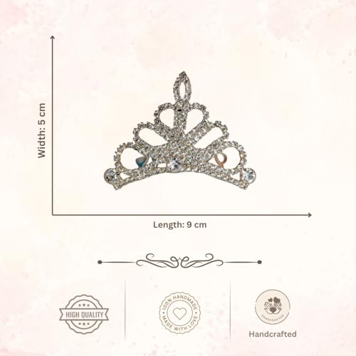 ACCESSHER Silver Plated Crystal Tiara for Girls & Women | Bridal Crown for Wedding, Birthday, Prom and Special Ocassion | Princess Look Headband | Tiara For Women & Girls (Design 5) - Image 5