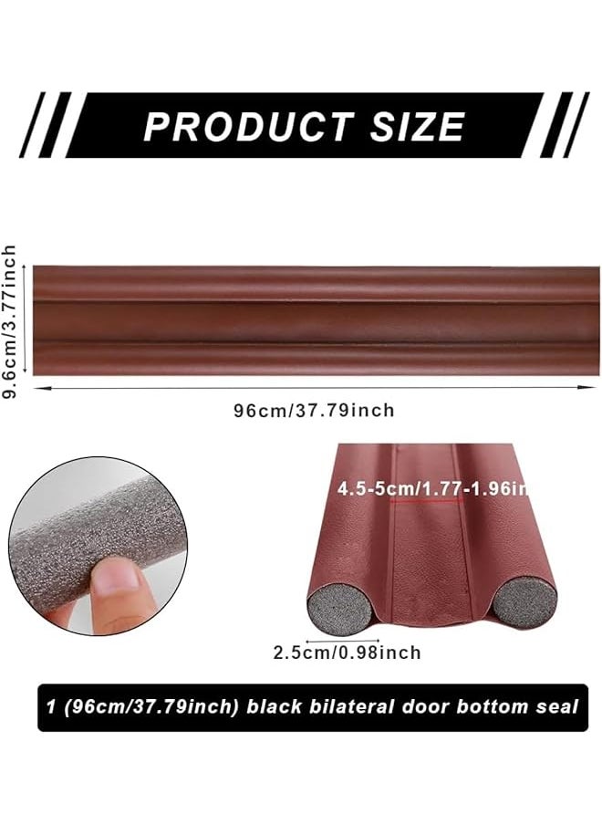 erorex - Door Draft Stopper Under Door Draft Blocker Weather Stripping Noise Blocker Adjustable Door Sweeps Sound Proof Pu Leather Under Door Draft Excluder 90Cm Long - Image 1