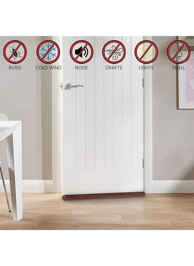 erorex - Door Draft Stopper Under Door Draft Blocker Weather Stripping Noise Blocker Adjustable Door Sweeps Sound Proof Pu Leather Under Door Draft Excluder 90Cm Long - Image 1
