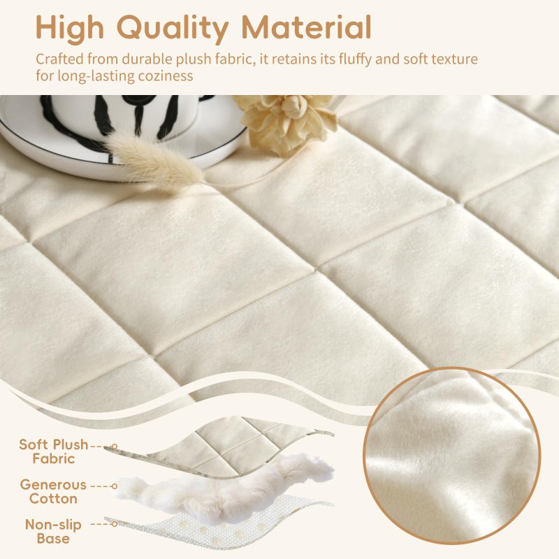 Arfntevss Plush Pet Couch Covers for Sofa Washable Fuzzy Dogs Couch Cover for 3 Cushion Couch Sofa Thick Velvet Slipcovers 3 Seater Anti-Slip Sectional Protector (Fuzzy Grid Ivory White, 27.6" x 71") - Image 2