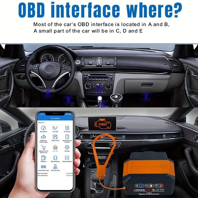 OBD2 Wireless Scanner 5.0 ELM327 V1 5 Diagnostic Tool Red For Android iOS - Image 4