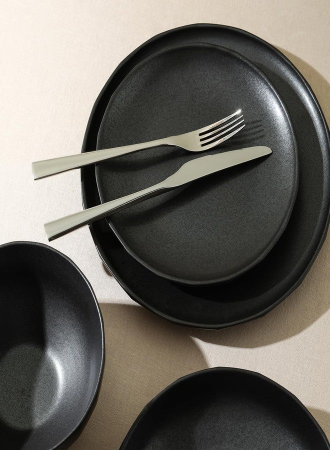 Stone Lain Rio 4-Piece Dinner Plate Set Stoneware, Black - Image 3