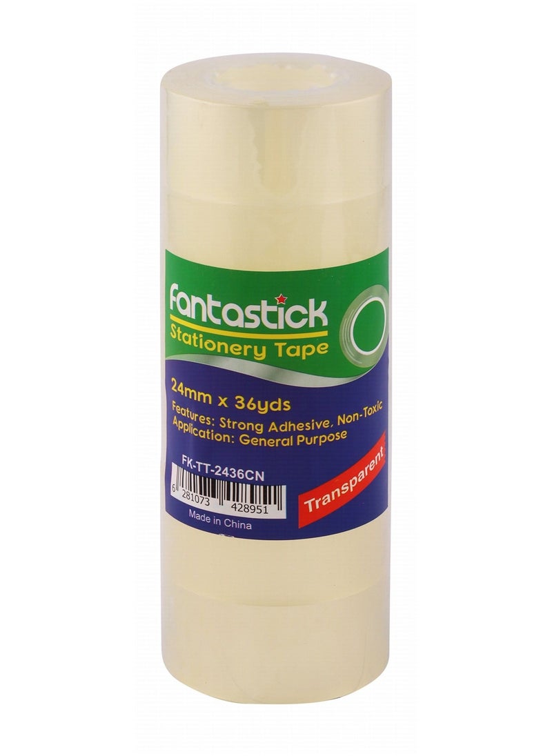 Fantastick 6-Piece Clear Stationery Tape 24mm Width  - Image 1