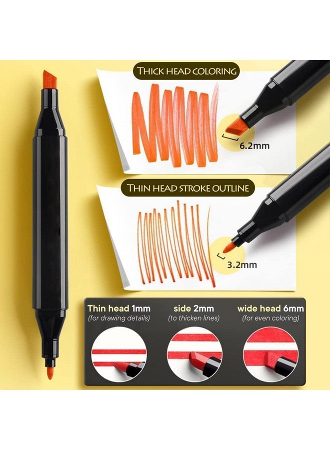 Amitasha 60 Pc Dual Tip Art Markers Pen Set Double-Sided Chisel Tip Sketch Pen For Drawing Sketch Coloring Fine Line Permanent Markers for Kids Adult - Image 4