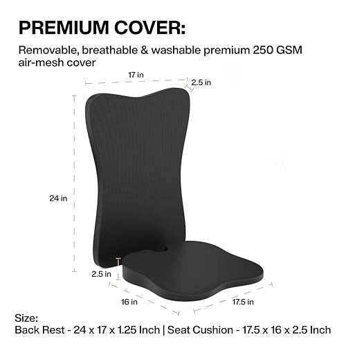 FOVERA Car Backrest & Seat Cushion Combo, Memory Foam Full Back Support & Seat Cushion for Comfortable Driving | Promotes Healthy Driving Posture and Relieves Back Pain - Image 4