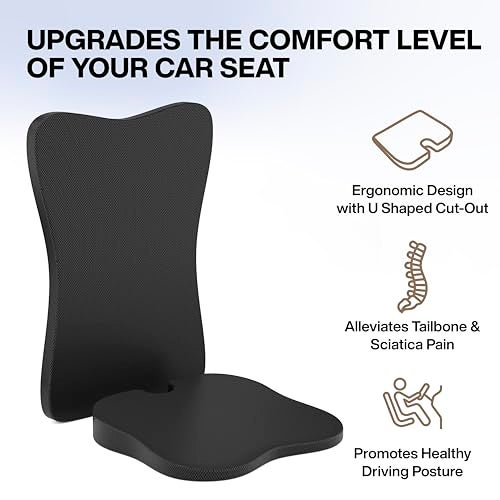 FOVERA Car Backrest & Seat Cushion Combo, Memory Foam Full Back Support & Seat Cushion for Comfortable Driving | Promotes Healthy Driving Posture and Relieves Back Pain - Image 3