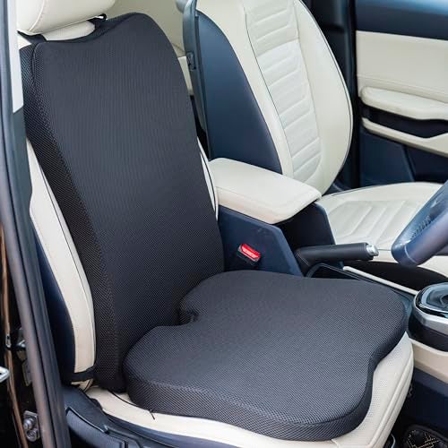 FOVERA Car Backrest & Seat Cushion Combo, Memory Foam Full Back Support & Seat Cushion for Comfortable Driving | Promotes Healthy Driving Posture and Relieves Back Pain - Image 1